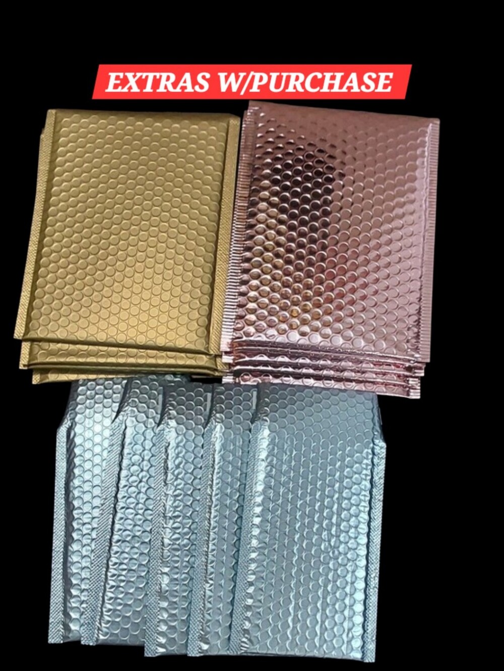 15ct. Metallic Bubble Mailer Set - Gold, Rose Gold, Ice Blue 4x8,6.5x10 And 7x10